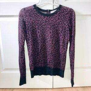 Ann Taylor Loft Leopard Animal Print Purple Sheer Top XS